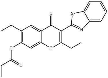 3-(benzo[d]thiazol-2-yl)-2,6-diethyl-4-oxo-4H-chromen-7-yl propionate 结构式