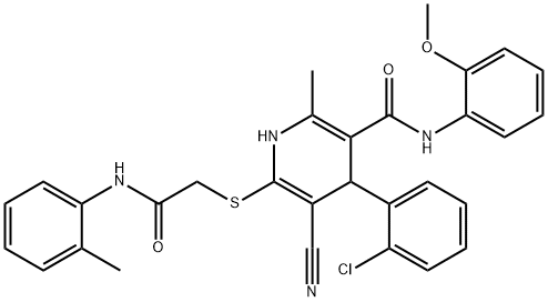 4-(2-chlorophenyl)-5-cyano-N-(2-methoxyphenyl)-2-methyl-6-((2-oxo-2-(o-tolylamino)ethyl)thio)-1,4-dihydropyridine-3-carboxamide 结构式