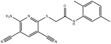 2-[(6-amino-3,5-dicyanopyridin-2-yl)sulfanyl]-N-(2,5-dimethylphenyl)acetamide 结构式