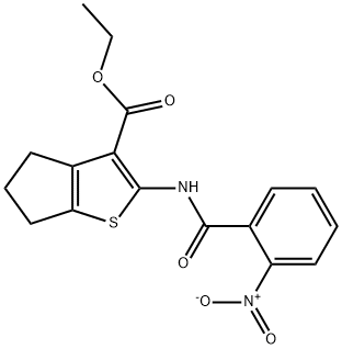 ethyl 2-(2-nitrobenzamido)-5,6-dihydro-4H-cyclopenta[b]thiophene-3-carboxylate 结构式