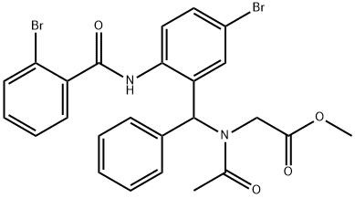 methyl N-acetyl-N-((5-bromo-2-(2-bromobenzamido)phenyl)(phenyl)methyl)glycinate 结构式