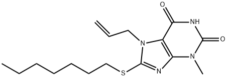 7-allyl-8-(heptylthio)-3-methyl-3,7-dihydro-1H-purine-2,6-dione 结构式