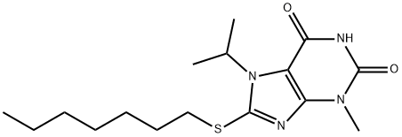 8-(heptylthio)-7-isopropyl-3-methyl-3,7-dihydro-1H-purine-2,6-dione 结构式