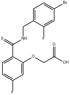 [2-(4-Bromo-2-fluoro-benzylthiocarbamoyl)-5-fluoro-phenoxy]-acetic acid 结构式
