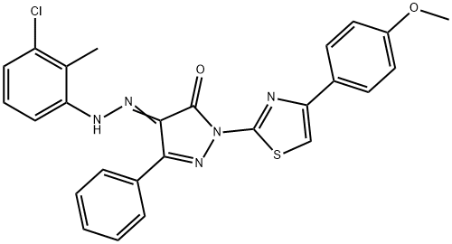 4-[(3-chloro-2-methylphenyl)hydrazono]-2-[4-(4-methoxyphenyl)-1,3-thiazol-2-yl]-5-phenyl-2,4-dihydro-3H-pyrazol-3-one 结构式