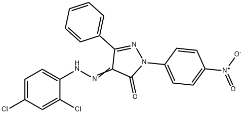 4-[(2,4-dichlorophenyl)hydrazono]-2-(4-nitrophenyl)-5-phenyl-2,4-dihydro-3H-pyrazol-3-one 结构式