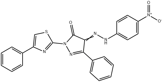 4-[(4-nitrophenyl)hydrazono]-5-phenyl-2-(4-phenyl-1,3-thiazol-2-yl)-2,4-dihydro-3H-pyrazol-3-one 结构式