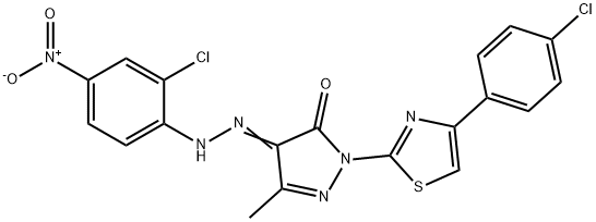 4-[(2-chloro-4-nitrophenyl)hydrazono]-2-[4-(4-chlorophenyl)-1,3-thiazol-2-yl]-5-methyl-2,4-dihydro-3H-pyrazol-3-one 结构式