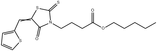 pentyl (E)-4-(4-oxo-5-(thiophen-2-ylmethylene)-2-thioxothiazolidin-3-yl)butanoate 结构式