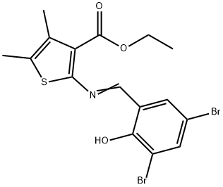 ethyl (E)-2-((3,5-dibromo-2-hydroxybenzylidene)amino)-4,5-dimethylthiophene-3-carboxylate 结构式