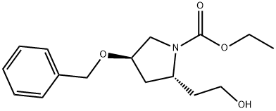 (2R,4R)-乙基 4-(苄氧基)-2-(2-羟基乙基)吡咯烷-1-甲酸基酯 结构式