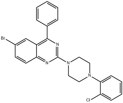 6-bromo-2-(4-(2-chlorophenyl)piperazin-1-yl)-4-phenylquinazoline 结构式