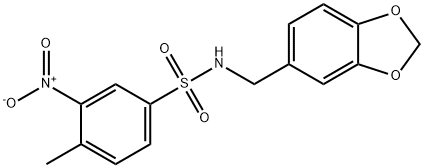 N-(benzo[d][1,3]dioxol-5-ylmethyl)-4-methyl-3-nitrobenzenesulfonamide 结构式