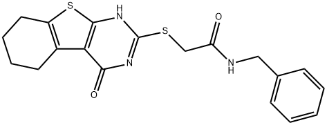 N-benzyl-2-((4-oxo-3,4,5,6,7,8-hexahydrobenzo[4,5]thieno[2,3-d]pyrimidin-2-yl)thio)acetamide 结构式