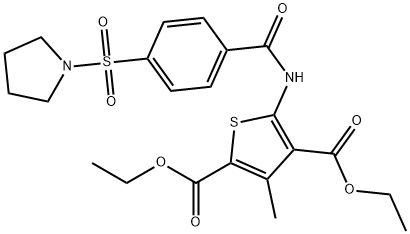 diethyl 3-methyl-5-(4-(pyrrolidin-1-ylsulfonyl)benzamido)thiophene-2,4-dicarboxylate 结构式