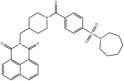 2-((1-(4-(azepan-1-ylsulfonyl)benzoyl)piperidin-4-yl)methyl)-1H-benzo[de]isoquinoline-1,3(2H)-dione 结构式