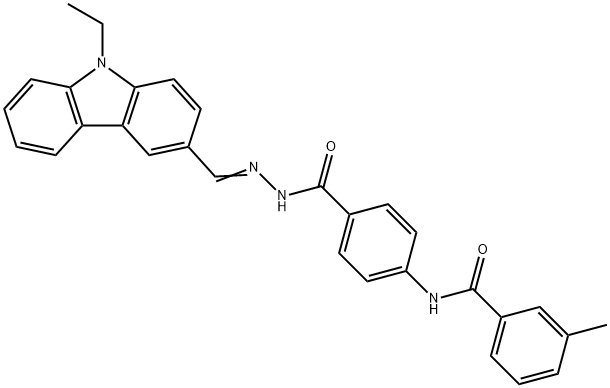 N-[4-({2-[(9-ethyl-9H-carbazol-3-yl)methylene]hydrazino}carbonyl)phenyl]-3-methylbenzamide 结构式