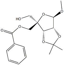 5-O-Benzoyl-4-C-hydroxymethyl-2,3-O-isopropylidene-1-O-methyl-beta-D-ribofuranose 结构式
