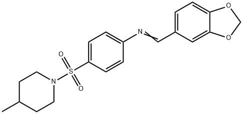 N-(1,3-benzodioxol-5-ylmethylene)-4-[(4-methyl-1-piperidinyl)sulfonyl]aniline 结构式