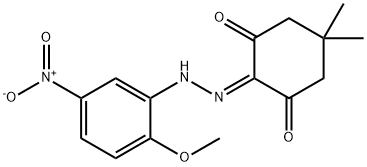 2-[(2-methoxy-5-nitrophenyl)hydrazono]-5,5-dimethyl-1,3-cyclohexanedione 结构式