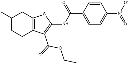 ethyl 6-methyl-2-(4-nitrobenzamido)-4,5,6,7-tetrahydrobenzo[b]thiophene-3-carboxylate 结构式