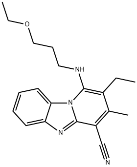 1-((3-ethoxypropyl)amino)-2-ethyl-3-methylbenzo[4,5]imidazo[1,2-a]pyridine-4-carbonitrile 结构式