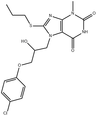 7-(3-(4-chlorophenoxy)-2-hydroxypropyl)-3-methyl-8-(propylthio)-3,7-dihydro-1H-purine-2,6-dione 结构式