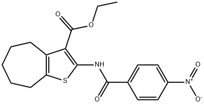 ethyl 2-(4-nitrobenzamido)-5,6,7,8-tetrahydro-4H-cyclohepta[b]thiophene-3-carboxylate 结构式