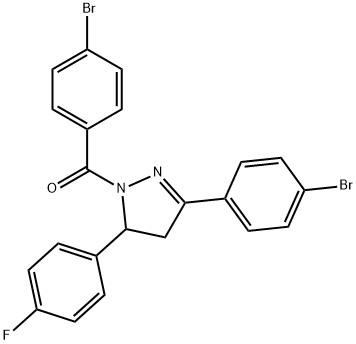 (4-bromophenyl)(3-(4-bromophenyl)-5-(4-fluorophenyl)-4,5-dihydro-1H-pyrazol-1-yl)methanone 结构式