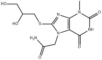 2-(8-((2,3-dihydroxypropyl)thio)-3-methyl-2,6-dioxo-1,2,3,6-tetrahydro-7H-purin-7-yl)acetamide 结构式