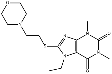 7-ethyl-1,3-dimethyl-8-((2-morpholinoethyl)thio)-3,7-dihydro-1H-purine-2,6-dione 结构式