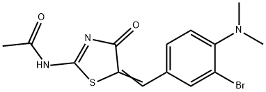 N-[(5Z)-5-[[3-bromo-4-(dimethylamino)phenyl]methylidene]-4-oxo-1,3-thiazol-2-yl]acetamide 结构式