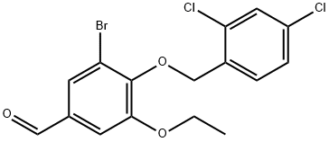 3-溴-4-[(2,4-二氯苄基)氧基]-5-乙氧基苯甲醛 结构式