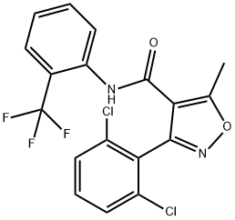 3-(2,6-dichlorophenyl)-5-methyl-N-[2-(trifluoromethyl)phenyl]-1,2-oxazole-4-carboxamide 结构式