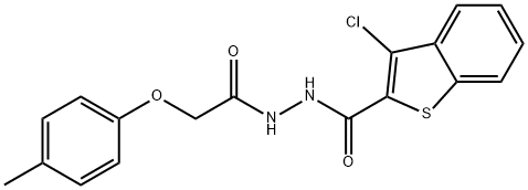 3-chloro-N'-[(4-methylphenoxy)acetyl]-1-benzothiophene-2-carbohydrazide 结构式