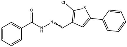 N-[(E)-(2-chloro-5-phenylthiophen-3-yl)methylideneamino]benzamide 结构式