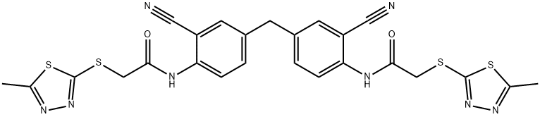 N,N'-[methanediylbis(2-cyanobenzene-4,1-diyl)]bis{2-[(5-methyl-1,3,4-thiadiazol-2-yl)sulfanyl]acetamide} 结构式