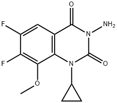 3-氨基-1-环丙基-6,7-二氟-8-甲氧基喹唑啉-2,4(1H,3H)-二酮 结构式