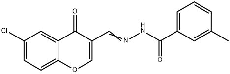 N-[(E)-(6-chloro-4-oxochromen-3-yl)methylideneamino]-3-methylbenzamide 结构式