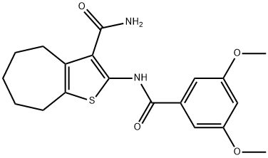 2-(3,5-dimethoxybenzamido)-5,6,7,8-tetrahydro-4H-cyclohepta[b]thiophene-3-carboxamide 结构式