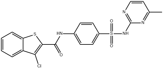 3-chloro-N-[4-[(4-methylpyrimidin-2-yl)sulfamoyl]phenyl]-1-benzothiophene-2-carboxamide 结构式