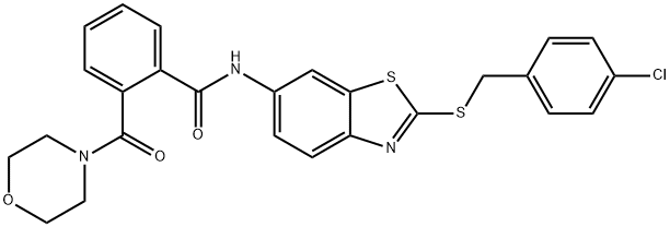 N-{2-[(4-chlorobenzyl)sulfanyl]-1,3-benzothiazol-6-yl}-2-(morpholin-4-ylcarbonyl)benzamide 结构式