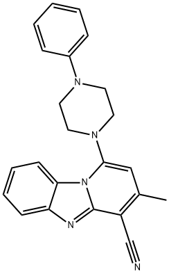 3-methyl-1-(4-phenylpiperazin-1-yl)benzo[4,5]imidazo[1,2-a]pyridine-4-carbonitrile 结构式