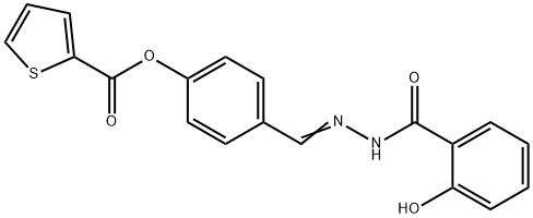 4-[(E)-{2-[(2-hydroxyphenyl)carbonyl]hydrazinylidene}methyl]phenyl thiophene-2-carboxylate 结构式