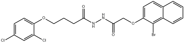 N'-{[(1-bromo-2-naphthyl)oxy]acetyl}-4-(2,4-dichlorophenoxy)butanohydrazide 结构式