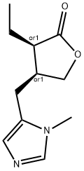 (3S,4R)-3-ethyl-4-[(3-methylimidazol-4-yl)methyl]tetrahydrofuran-2-one 结构式