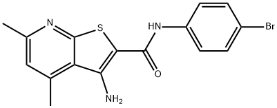 3-amino-N-(4-bromophenyl)-4,6-dimethylthieno[2,3-b]pyridine-2-carboxamide 结构式