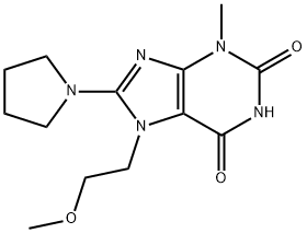 7-(2-methoxyethyl)-3-methyl-8-(pyrrolidin-1-yl)-3,7-dihydro-1H-purine-2,6-dione 结构式