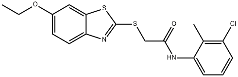 N-(3-chloro-2-methylphenyl)-2-[(6-ethoxy-1,3-benzothiazol-2-yl)sulfanyl]acetamide 结构式