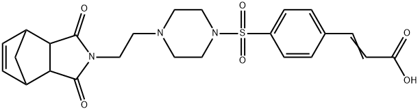 (E)-3-(4-((4-(2-(1,3-dioxo-1,3,3a,4,7,7a-hexahydro-2H-4,7-methanoisoindol-2-yl)ethyl)piperazin-1-yl)sulfonyl)phenyl)acrylic acid 结构式